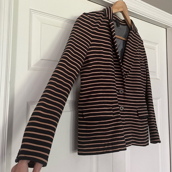 {J. Crew} Maritime Ponte Knit Striped Blazer in Black & Tan - Women's XS - Picture 4 of 10